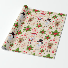 Rudolph Santa Snowman Weihnachtswrapping Paper Geschenkpapier