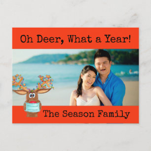 Rudolph the Face Masked Reindeer Foto Card Postkarte