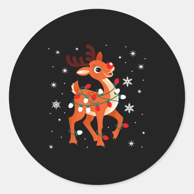 Rudolph The Red Nose Reindeer For Kids And Christm Runder Aufkleber (Vorderseite)