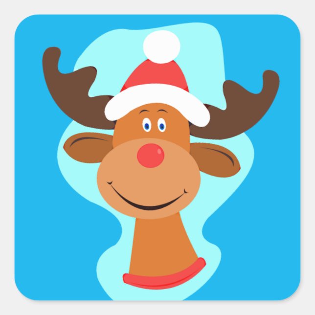 Rudolph the Red-Nosed Rentier Elche in Weihnachtsm Quadratischer Aufkleber (Vorderseite)