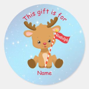 Rudolph The Red Nosed Rentier Runder Aufkleber
