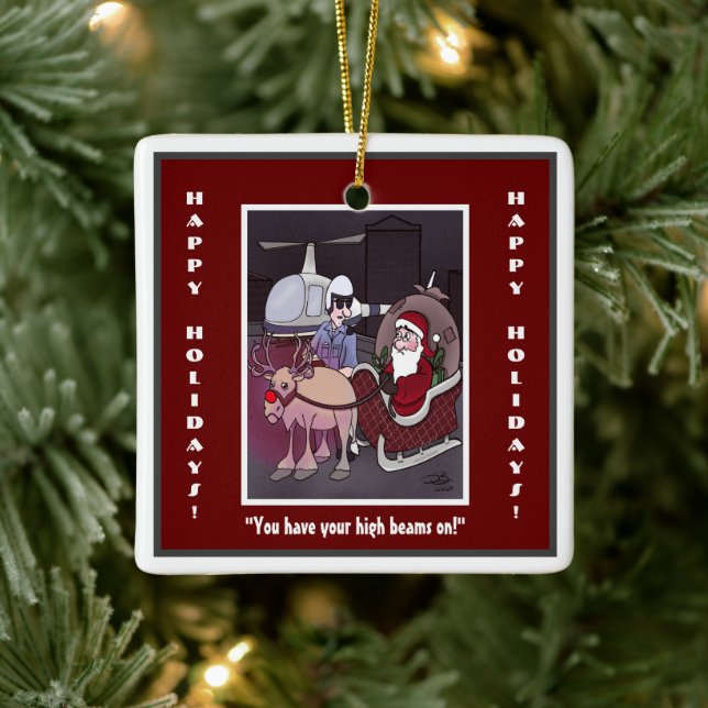 Rudolph The Red Nosed Square Keramik Ornament (Baum)