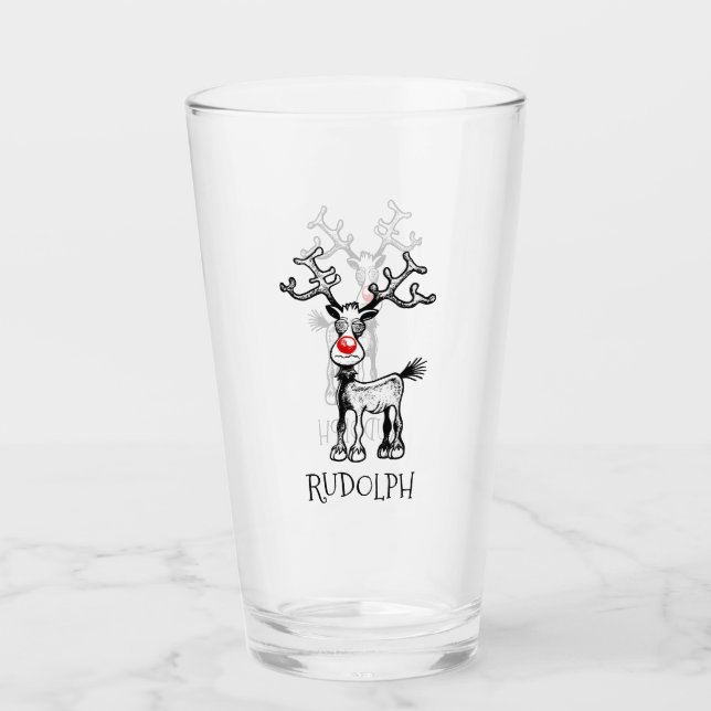 Rudolph the Reindeer on a Glass Tumbler (Vorderseite)