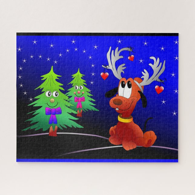 Rudolph und Weihnachtsbaumen (Horizontal)
