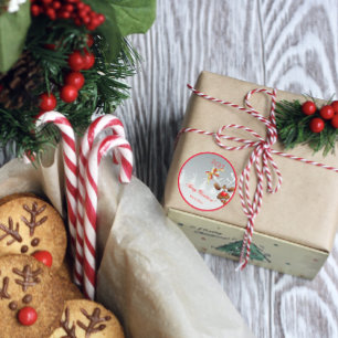 Rudolph Weihnachtsbaum Schnee  Runder Aufkleber