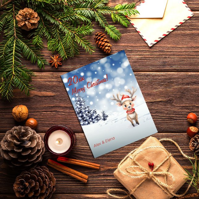 Rudolph Weihnachtsbaumschnee Feiertagspostkarte (Von Creator hochgeladen)