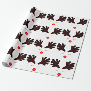 Rudolph White Wrapping Paper Geschenkpapier