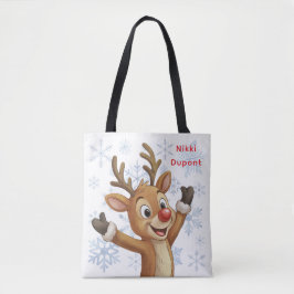 Rudolph with Blue Snowflakes Reversible Tasche