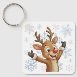 Rudolph With Blue Snowflakes Schlüsselanhänger