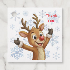 Rudolph with Blue Snowflakes Thank You Geschenkanhänger