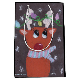 Rudolphs funkelnde Geweihe - KidsArt für CHOC Mittlere Geschenktüte