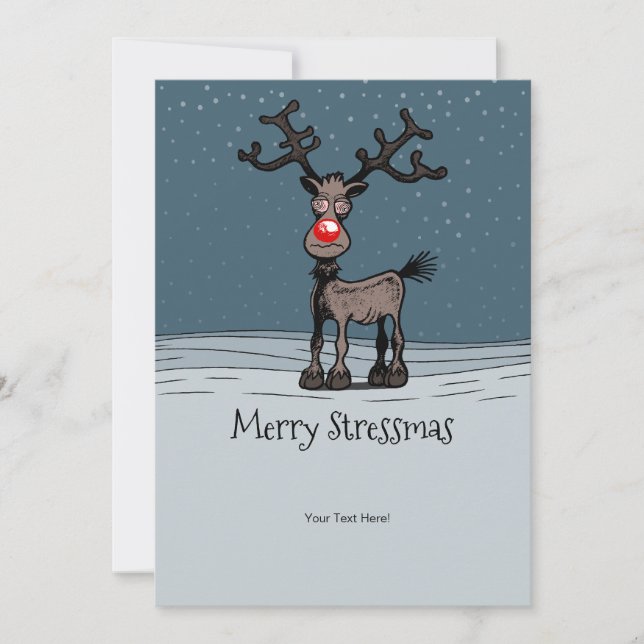 Rudolph's Merry Stressmas Feiertagskarte (Vorderseite)