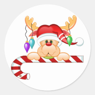 Rudy Candy Cane Runder Aufkleber