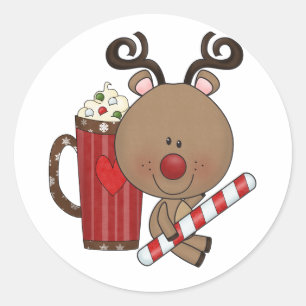 Rudy Reindeer mit Cocoa Runder Aufkleber