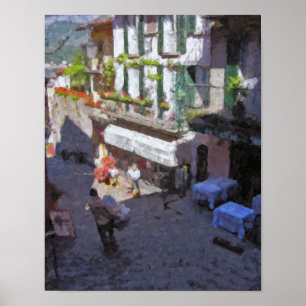 Rue à Bellagio, Lac de Côme Affiche