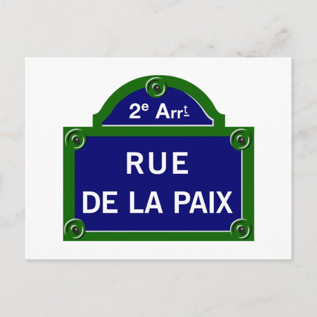 Rue de la Paix, Paris Street Sign Postkarte (Vorderseite)