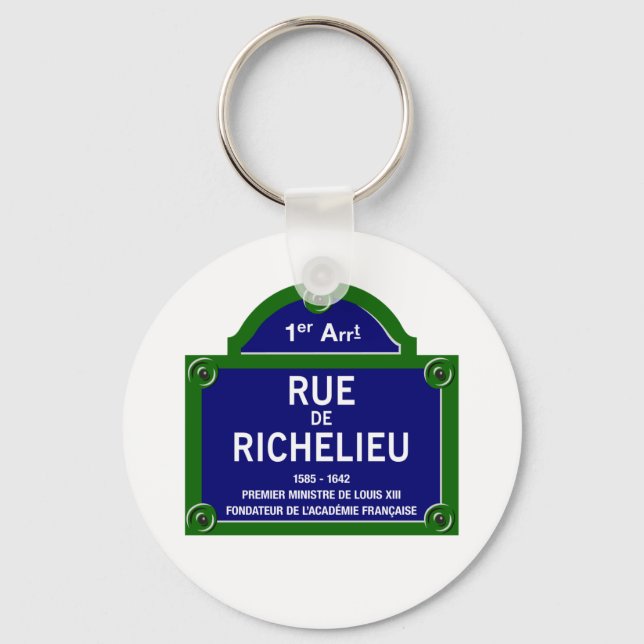 Rue de Richelieu, Paris Street Sign Schlüsselanhänger (Vorderseite)