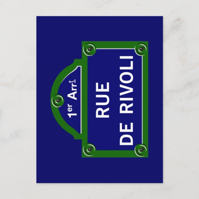 Rue de Rivoli, Pariser Straße - Zeichen Postkarte (Vorderseite)