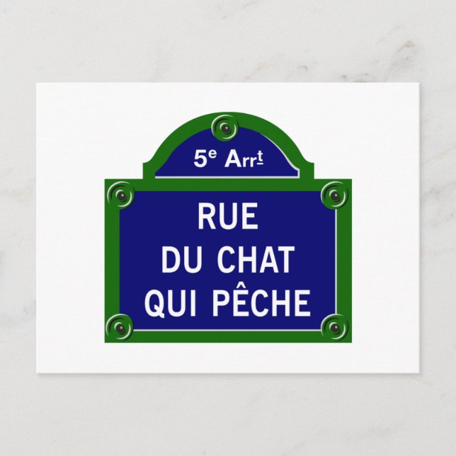 Rue du Chat qui Peche, Paris Street Sign Postkarte (Vorderseite)