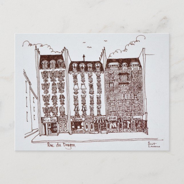 Rue du Dragon, Saint-Germain-des-Pres, Paris Postkarte (Vorderseite)