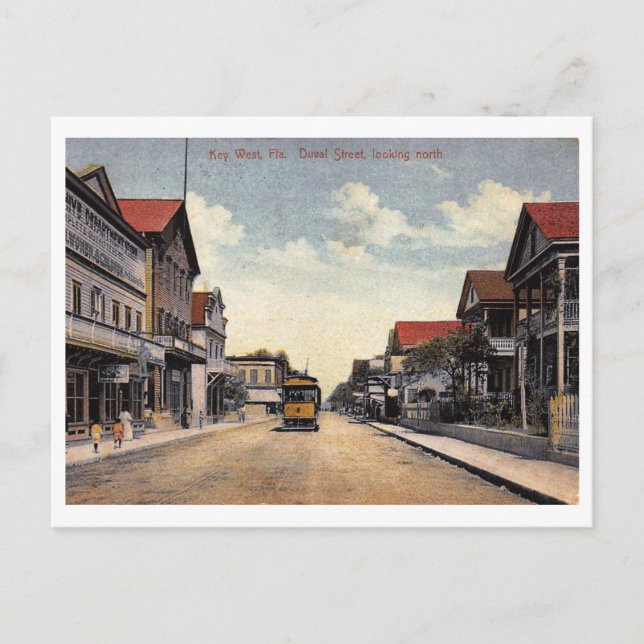 Rue Duval, Key West, Floride Carte postale vintage (Devant)