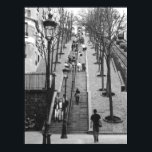 Rue Foyatier, Montmartre, Pariser Poster<br><div class="desc">Schwarzweiß-Foto von Rue Foyatier,  Montmartre,  Paris,  Frankreich. Die berühmten Treppenstufen sind auch auf jeden Anlaß- und Grußkarten erhältlich.</div>