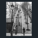 Rue Foyatier, Montmartre, Pariser Poster<br><div class="desc">Schwarzweiß-Foto von Rue Foyatier,  Montmartre,  Paris,  Frankreich. Die berühmten Treppenstufen sind auch auf jeden Anlaß- und Grußkarten erhältlich.</div>