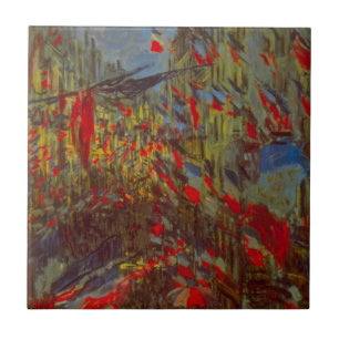 Rue Montorgueil mit Flaggen von Claude Monet Fliese