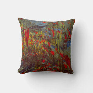 Rue Montorgueil mit Flaggen von Claude Monet Kissen