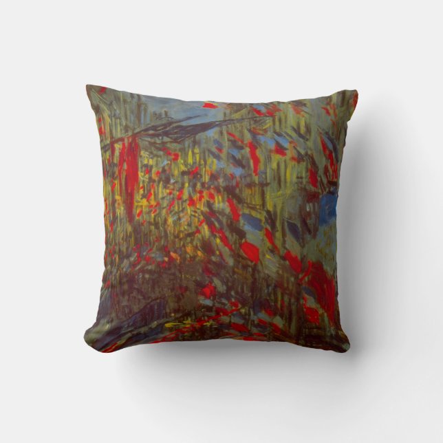 Rue Montorgueil mit Flaggen von Claude Monet Kissen (Vorderseite)
