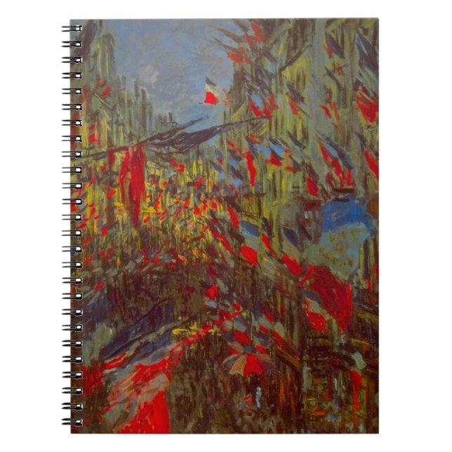 Rue Montorgueil mit Flaggen von Claude Monet Notizblock (Vorderseite)
