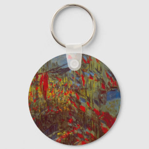 Rue Montorgueil mit Flaggen von Claude Monet Schlüsselanhänger