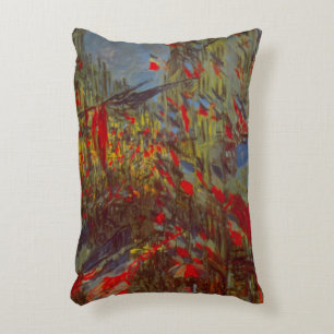 Rue Montorgueil mit Flaggen von Claude Monet Zierkissen