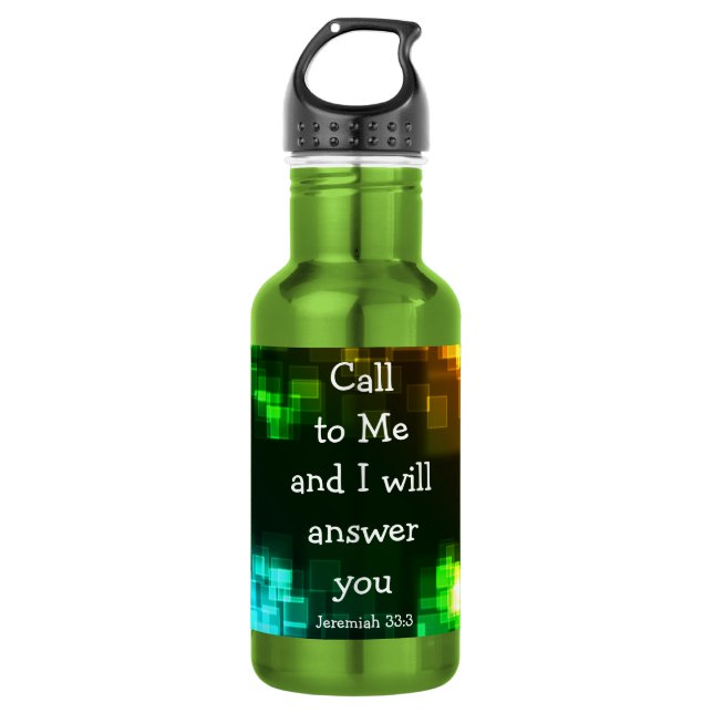 Ruf mich an, Bibelverse Jeremiah 33:3 Wasserflasch Trinkflasche (Vorderseite)