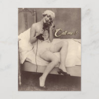 Ruf mich an! Flapper Girl risqué Postcard der 1920