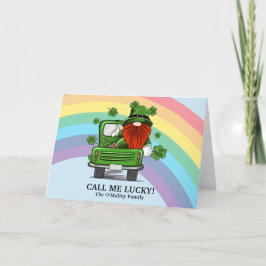 Ruf mich glücklich Irish Gnome St Patricks Day Hol Dankeskarte