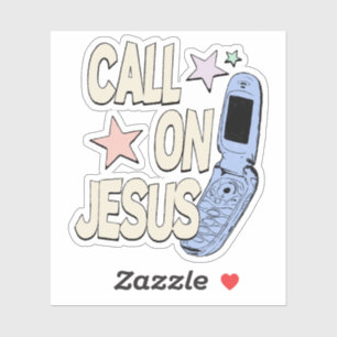 Rufe Jesus an – Retro-Glaubensdesign Aufkleber