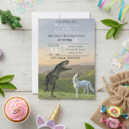 Rufen alle Dinosaurier Unicorns Twin Party Geburts Einladung