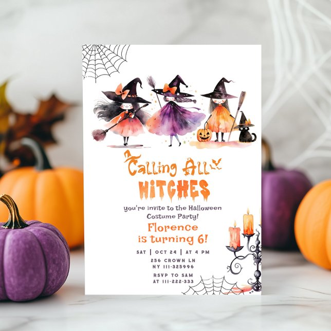 Rufen alle Hexen niedliches Halloween-Kostüm-Party Einladung (Von Creator hochgeladen)