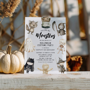 Rufen alle Monster Kinder Halloween Geburtstag Einladung