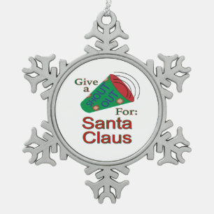 Rufen für den Weihnachtsmann Schneeflocken Zinn-Ornament
