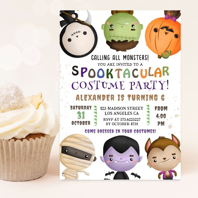 Rufen Sie alle Monster Niedliche Halloween-Party Einladung (Von Creator hochgeladen)