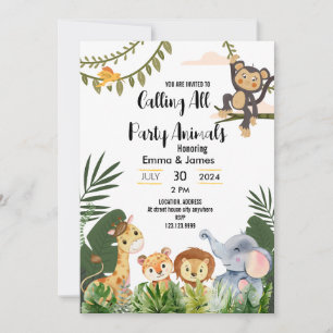 Rufen Sie alle Party Safari Babydusche Einladung