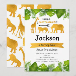 Rufen Sie alle Party Tiere Golden Safari laden Einladung