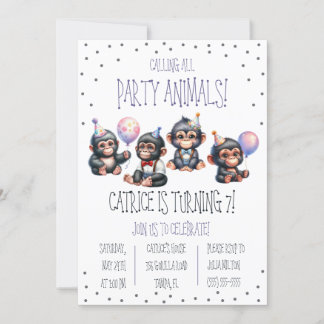 Rufen Sie alle Party Tiere! Gorilla Birthday Party Einladung