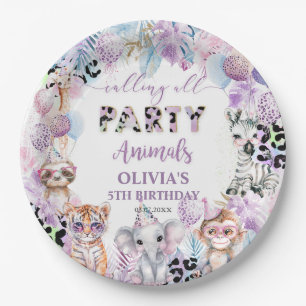 Rufen Sie alle Party Tiere Jungle Safari Geburtsta Pappteller