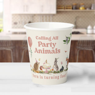 Rufen Sie alle Party Tiere Woodland Mädchen Geburt Pappbecher