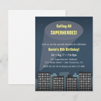 Rufen Sie alle Superhelden als Geburtstagsparty an Einladung