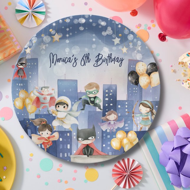 Rufen Sie alle Superhelden Kindergeburtstag Pappteller (Von Creator hochgeladen)