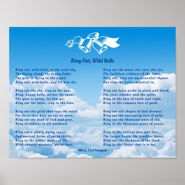 Rufen Sie aus, Wild Glocken Neues Jahr Gedicht Poster (Vorne)